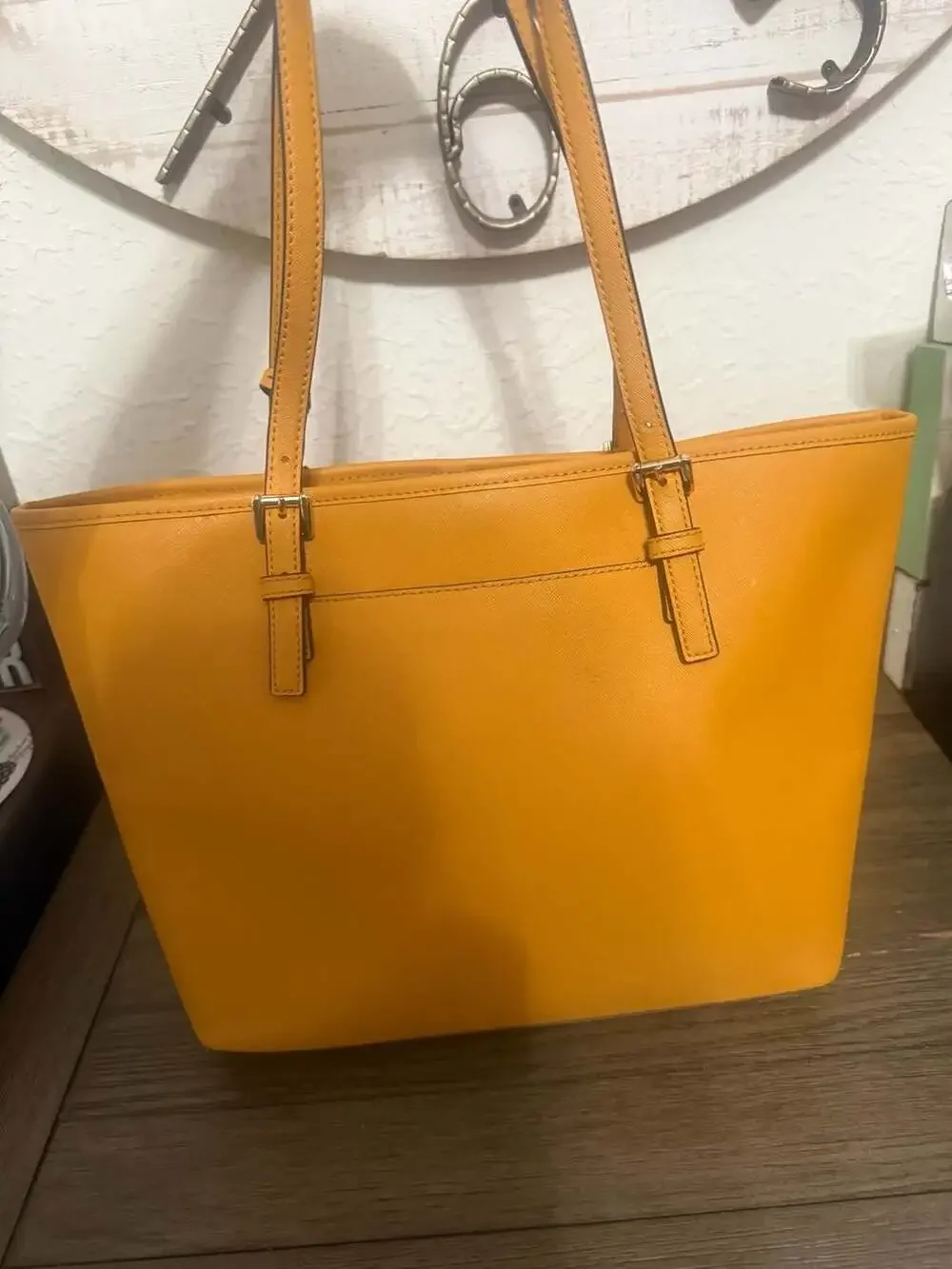 Michael Kors Jet Set Travel Saffiano Leather Tote Bag in Yellow